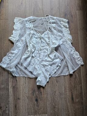 80's Vintage 2PC 3XL Plus Size White Lingerie Set By Alana Gale Intimates